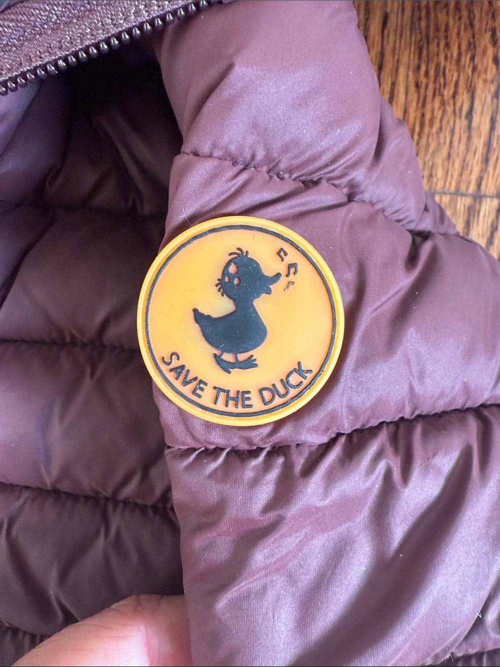 SAVE THE DUCK Kids Hooded Puffer Jacket in Burgundy
